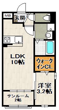 エターナルライフ(1LDK/1階)の間取り写真