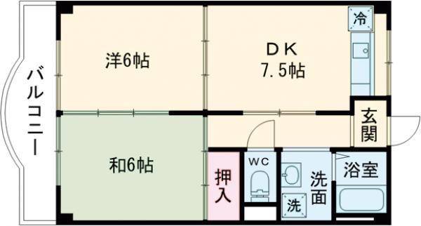 ハイツハピィバリーI北棟(2DK/2階)の間取り写真