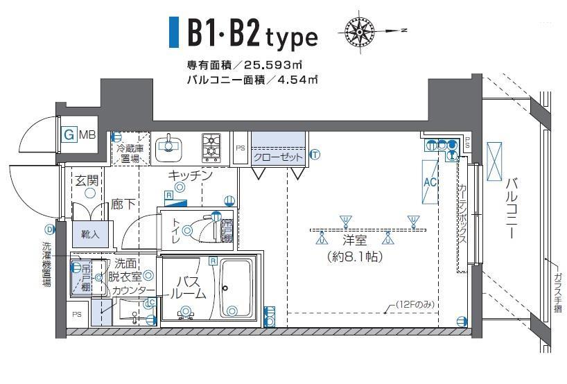 ズーム秋葉原(1K/4階)の間取り写真