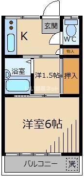 清水荘(1DK/2階)の間取り写真