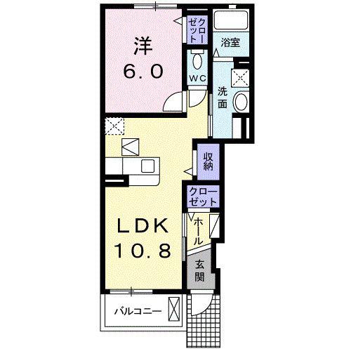 坂ノ上ガーデン(1LDK/1階)の間取り写真