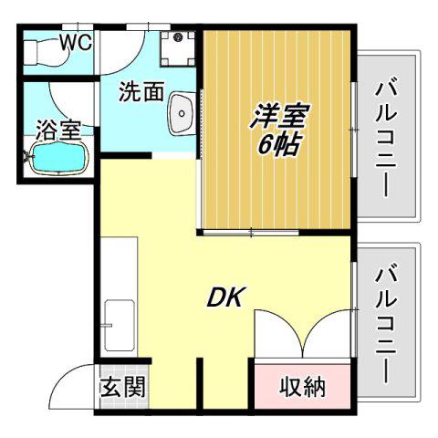 ロイヤルハイツ南(1DK/4階)の間取り写真