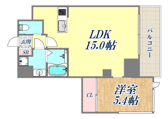プレジオ武庫川ASIAN(1LDK/3階)の間取り写真