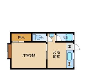 東武コーポ(1DK/2階)の間取り写真