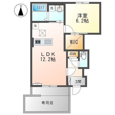 シャルモントA(1LDK/1階)の間取り写真