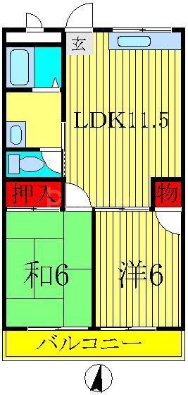 K・S コーポ(2LDK/1階)の間取り写真