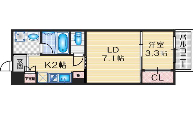 ザ・レジデンス江坂(1LDK/8階)の間取り写真