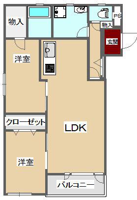 アンソレイユ(2LDK/1階)の間取り写真