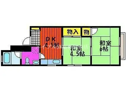 立花コーポ(2DK/1階)の間取り写真