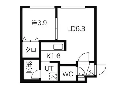 ブランノワール麻生エクサゴーヌ(1LDK/4階)の間取り写真