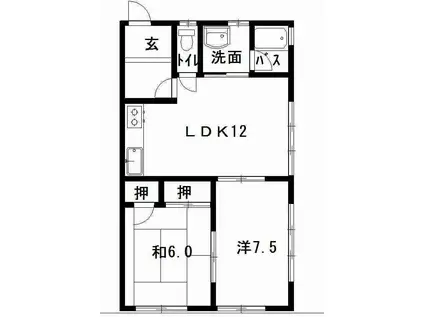 コーポ栄(2LDK/2階)の間取り写真