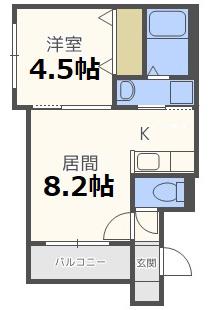 エル美園(1LDK/3階)の間取り写真