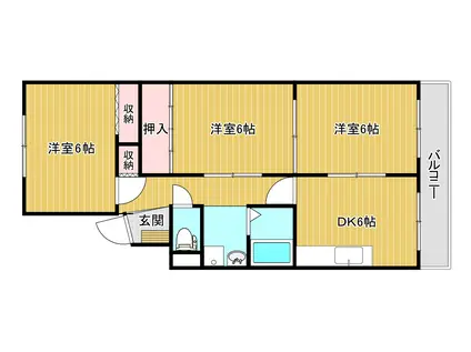 ハイムカクイチ(3DK/3階)の間取り写真