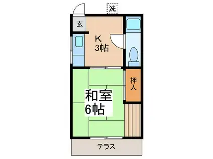 宮田ハウス(1K/1階)の間取り写真