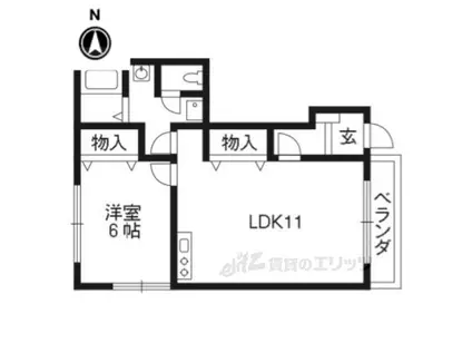 ルネ紫野(1LDK/1階)の間取り写真
