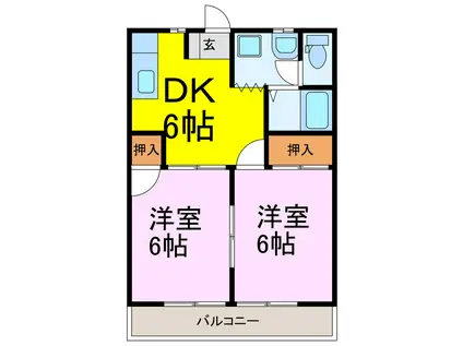 ビューエクセルNO.1(2DK/2階)の間取り写真
