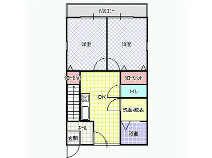 ザハウスオブマダムジュエルA棟B棟C棟(2DK/1階)の間取り写真