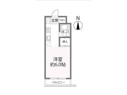 山口第二メタルメゾン(ワンルーム/2階)の間取り写真
