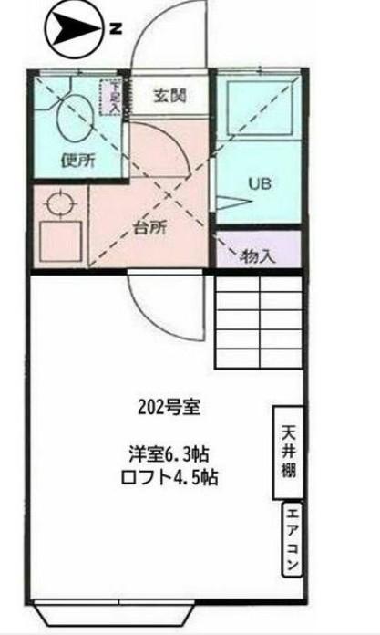ヴェルデュール広尾(1K/2階)の間取り写真