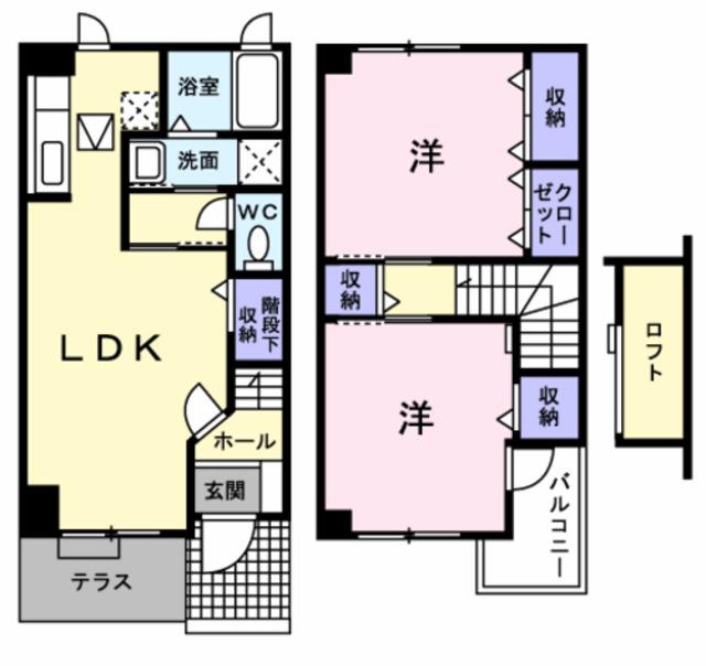 ソレイユMIII(2LDK/1階)の間取り写真