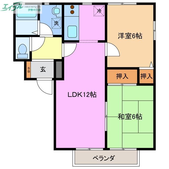 アーバンスクエアC(2LDK/2階)の間取り写真