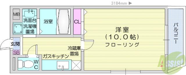 大行院丁スクエア(1K/1階)の間取り写真