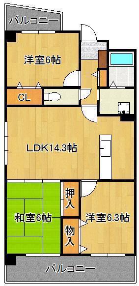 珪州館III(3LDK/3階)の間取り写真