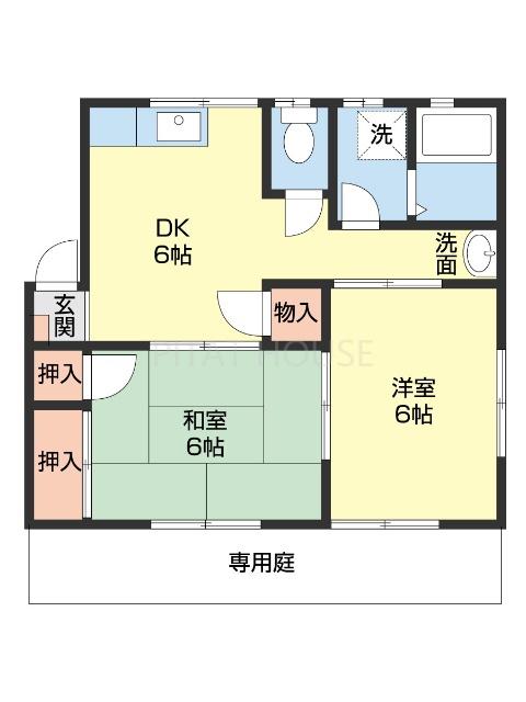 ローズ北出島(2DK/1階)の間取り写真