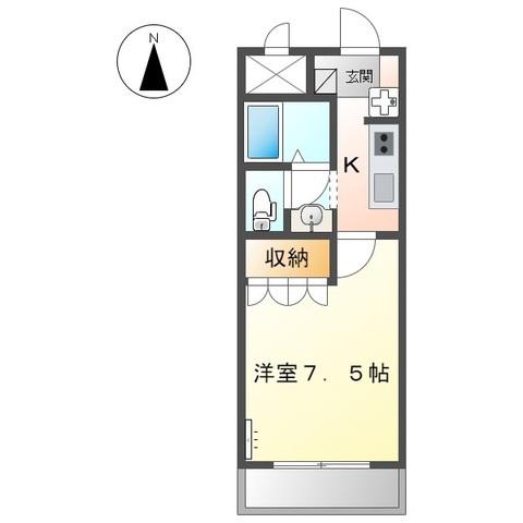 クレシア CRECIA(1K/1階)の間取り写真
