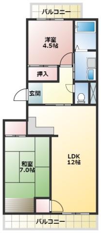国府台レジデン(2LDK/2階)の間取り写真