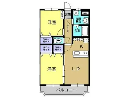レインボーハイム(2LDK/2階)の間取り写真
