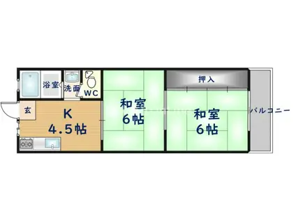 近栄コーポ(2K/3階)の間取り写真