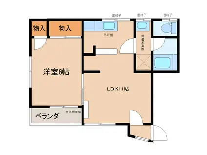 レジデンス植野2号棟(1LDK/2階)の間取り写真