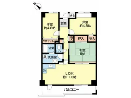 グランベール桃山台(3LDK/3階)の間取り写真