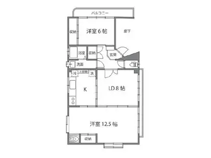 峯村ビル(2LDK/3階)の間取り写真