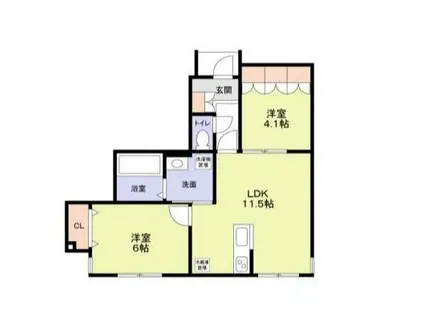 シュガーハウス(2LDK/1階)の間取り写真