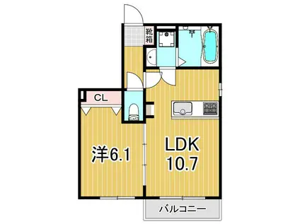 ネコットマリー(1LDK/1階)の間取り写真