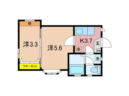 クレセントチャオ(2K/2階)の間取り写真