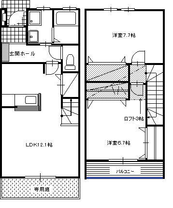 ラ・ペトレ(2LDK/1階)の間取り写真