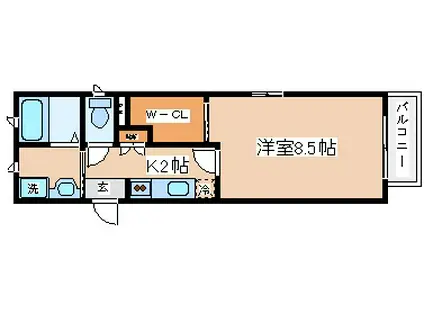 シャーメゾン上沢(1K/2階)の間取り写真