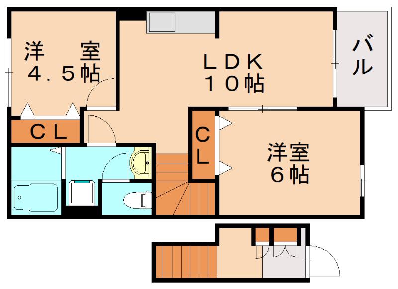 アンポツC(2LDK/2階)の間取り写真