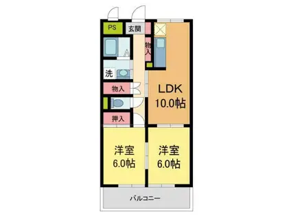 アネックス古結II(2LDK/2階)の間取り写真