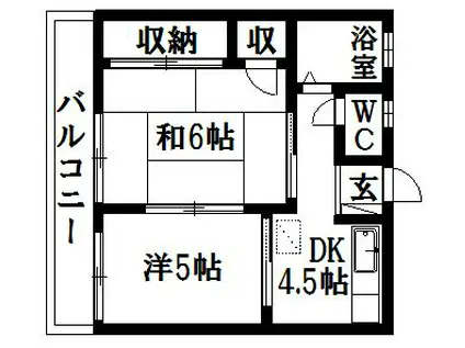 白羽ハイツII(2DK/2階)の間取り写真