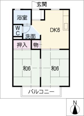 ツインビレッジ(2DK/1階)の間取り写真