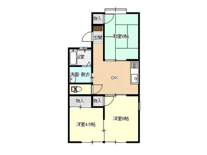 ハイツ若草(3DK/1階)の間取り写真