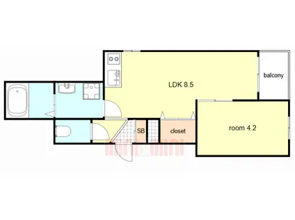 F ASECIA PHIX(1LDK/1階)の間取り写真