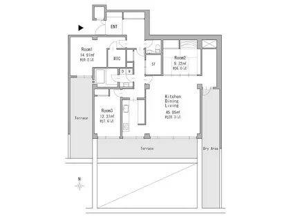 パラマウント六甲(3LDK/3階)の間取り写真