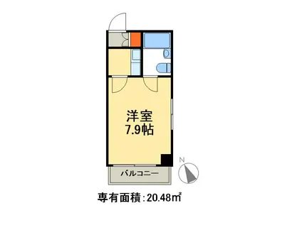 ビューハイツ本町(1K/2階)の間取り写真