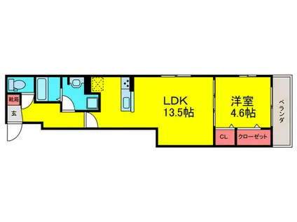 クラシスト長吉(1LDK/2階)の間取り写真