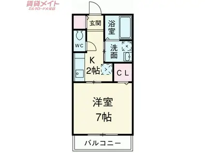 ガノスC棟(1K/1階)の間取り写真